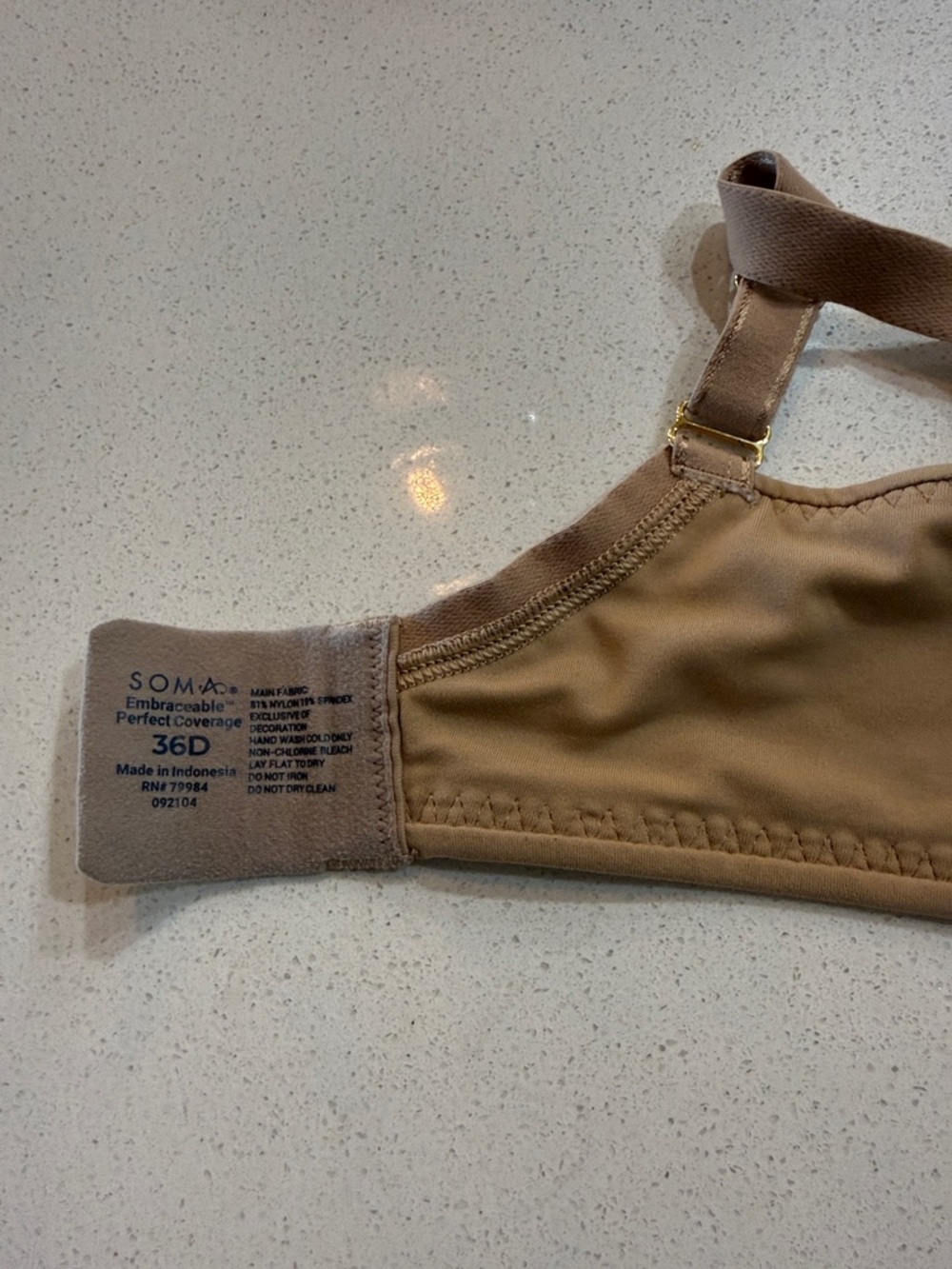 Soma Embraceable Perfect Coverage Nude Bra Size 36D - Picture 4 of 9